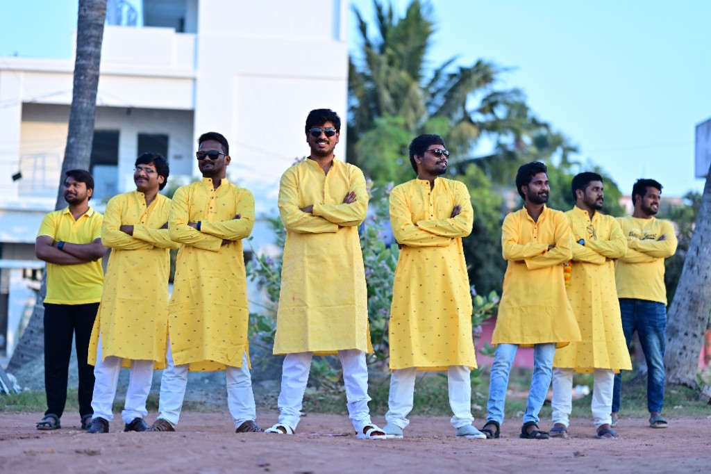 Groom's squad at the haldi ceremony
