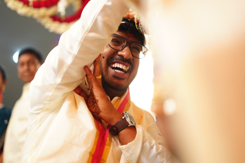 Groom's expression during the wedding ceremony