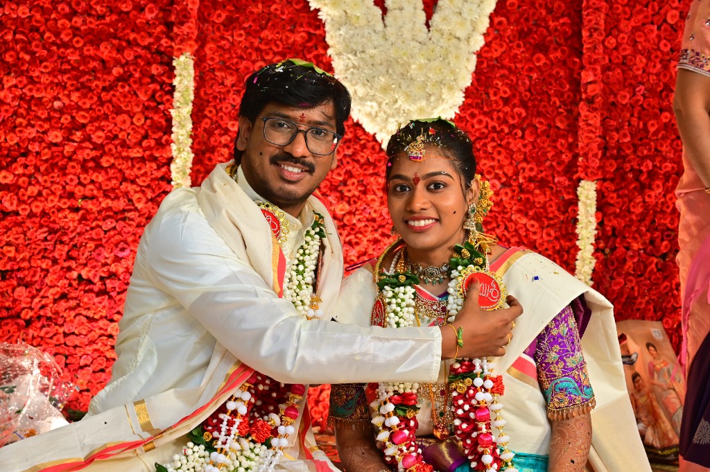 Srinu and Sai at their wedding ceremony