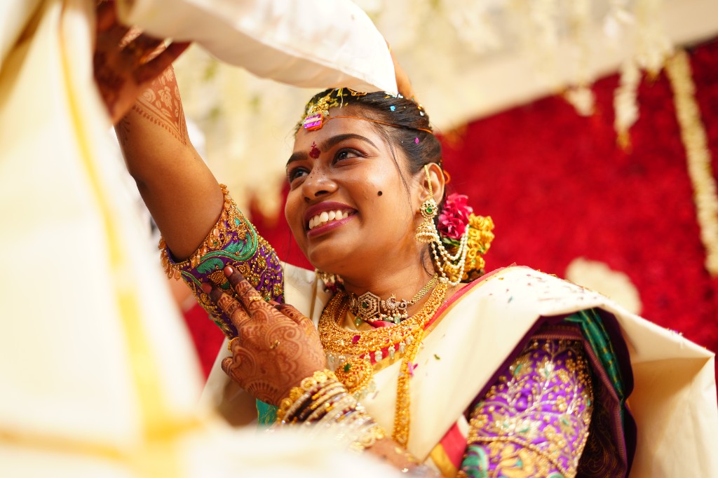 Bride's expression during the wedding ceremony