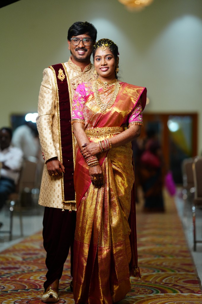 Full-length portrait of the couple during wedding
